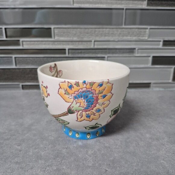 Dutch Wax Handpainted Embossed Footed Floral Coffee Tea Cup Mug - Picture 2 of 10